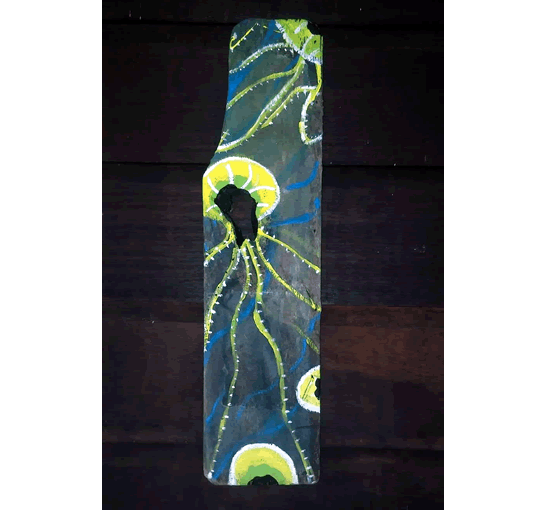 Jellyfish painting on driftwood - Island Art by Yotigo